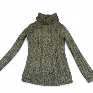 Vintage Old Navy Chunky Cable Knit Turtleneck Sweater Olive Green Size M